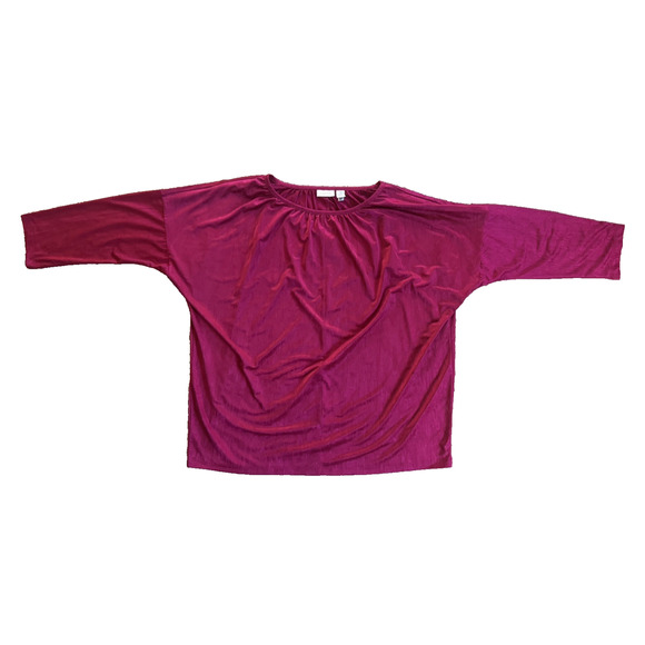 Chico's Top Size 3 (XL/16) Fuchsia Pink Magenta 3/4 Sleeve Soft Silky Top - Picture 1 of 7